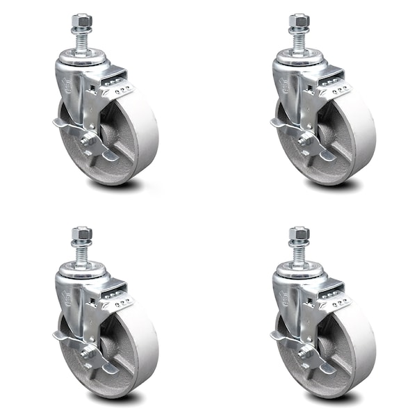 Semi Steel Swvl TS Caster w/RB w/5" Wheel&10mm Stem-4 Swvl w/Top Lck BRK